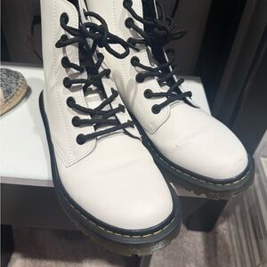 Dr. Martens White Lace-Up Combat Boots